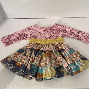 Haute Baby Pieced‎ Tiered Ruffled Dress with Sash Tie Girls Size 18M